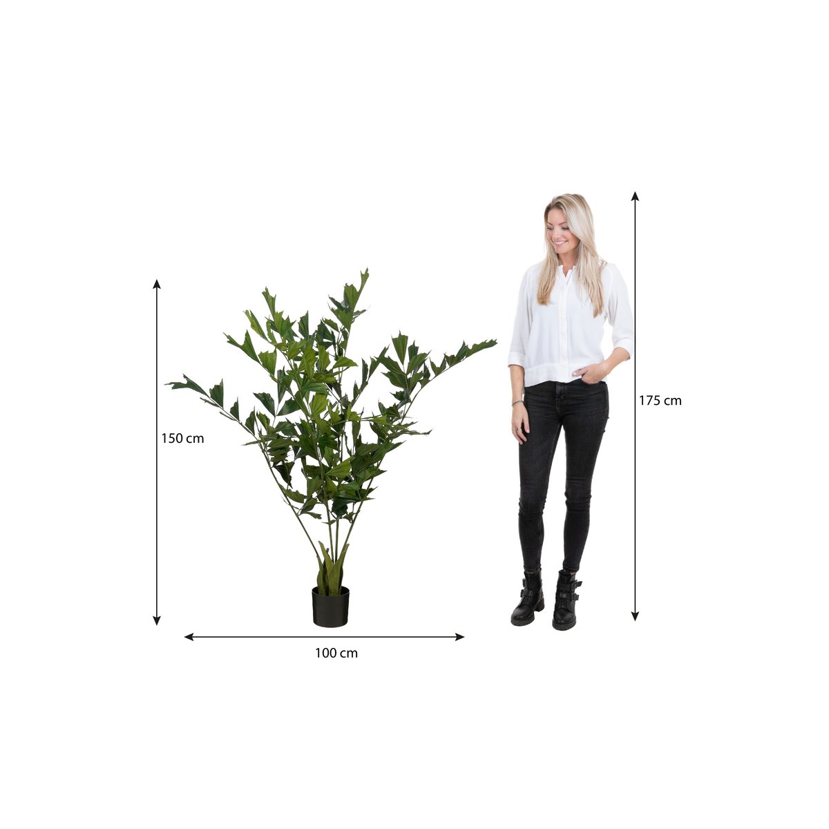 Fish tail Palm Artificial Plant in Pot - H150 x Ø100 cm - Green