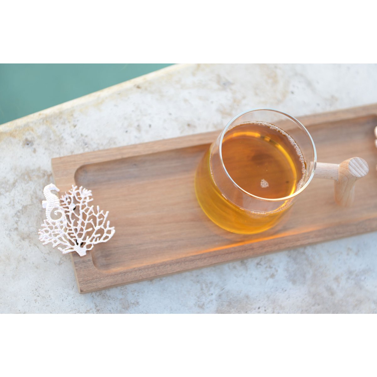 Decorative wooden tray with rose gold