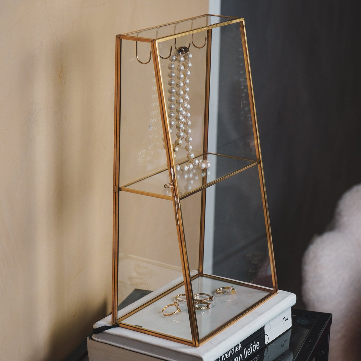 Jewelry box - Metal/Glass - Gold - 18x11x31cm