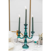 3 turquoise candlesticks, 35cm high