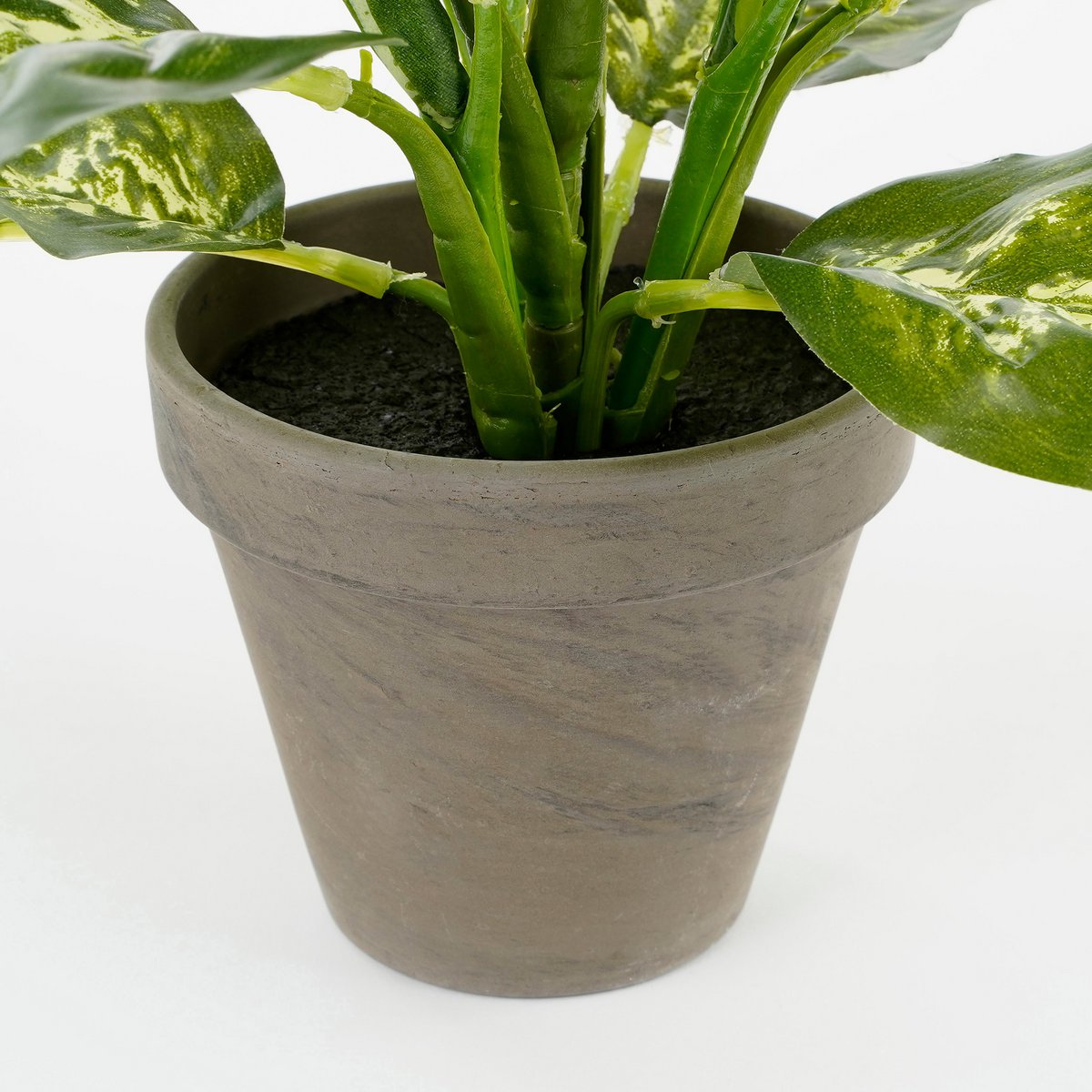 Dieffenbachia Kunstpflanze im Blumentopf Stan - H40 x Ø30 cm - Grün