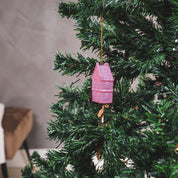 Christmas ornament - House - Ceramic - Neon Pink - 3.5x2x6.5cm