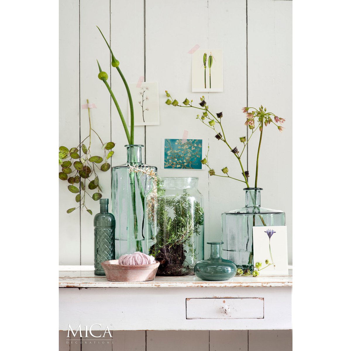 Guan bottle vase - H40 x Ø15 cm - Recycled glass - Transparent
