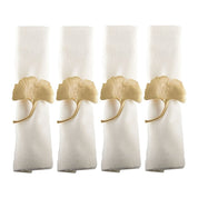 Set van 4 rondes van gouden ginkgos handdoeken