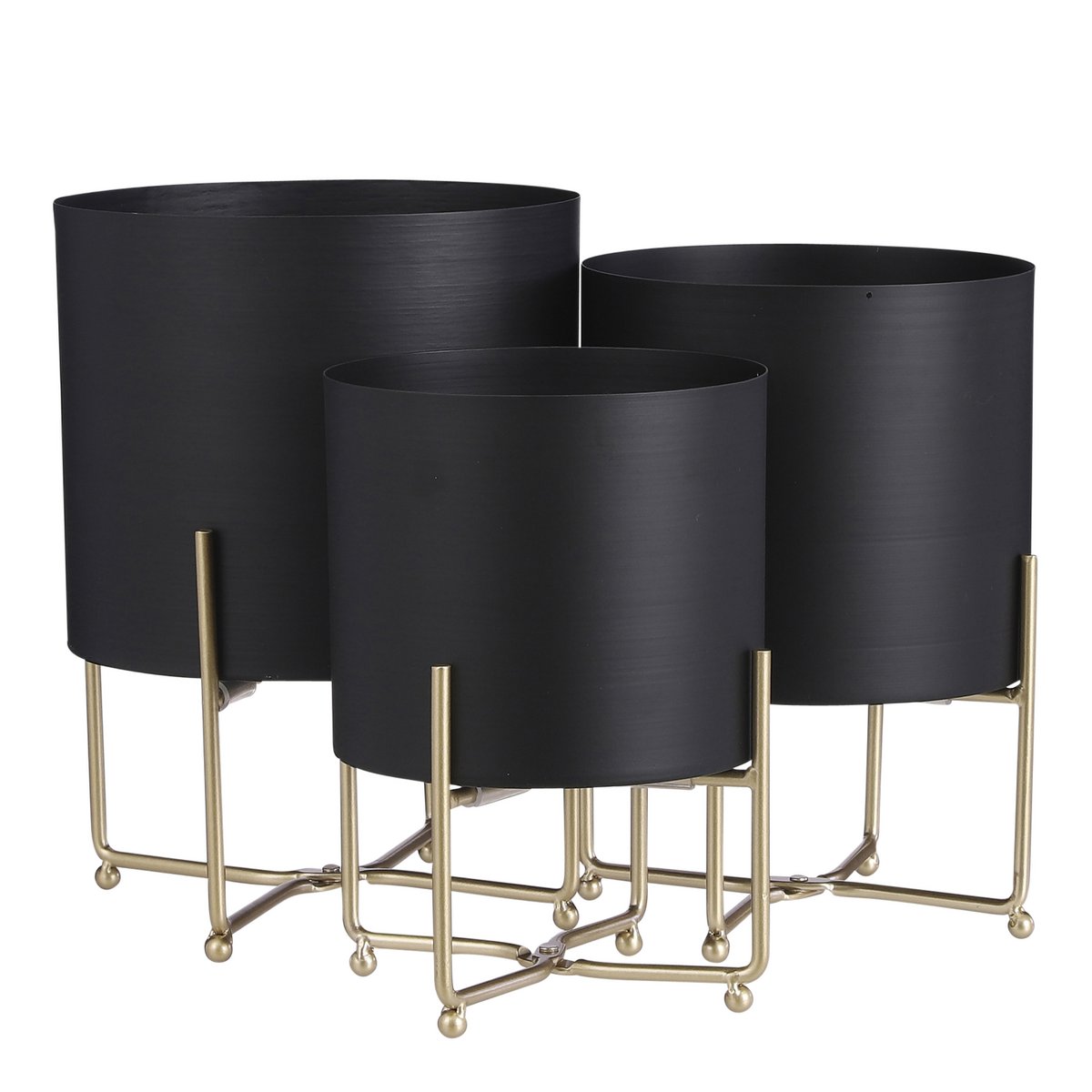Aries Flower Pot on Stand - Set of 3 - H32 x Ø24 cm - Black
