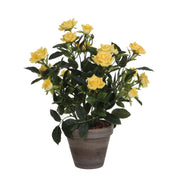 Artificial rose bush plant in Stan flower pot - H33 x Ø25 cm - Yellow
