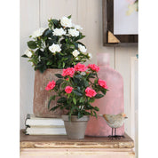 Artificial rose bush plant in flower pot Stan - H33 x Ø25 cm - White