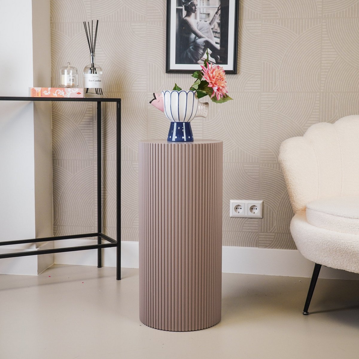 Side table / Column - Cylinder - Taupe 