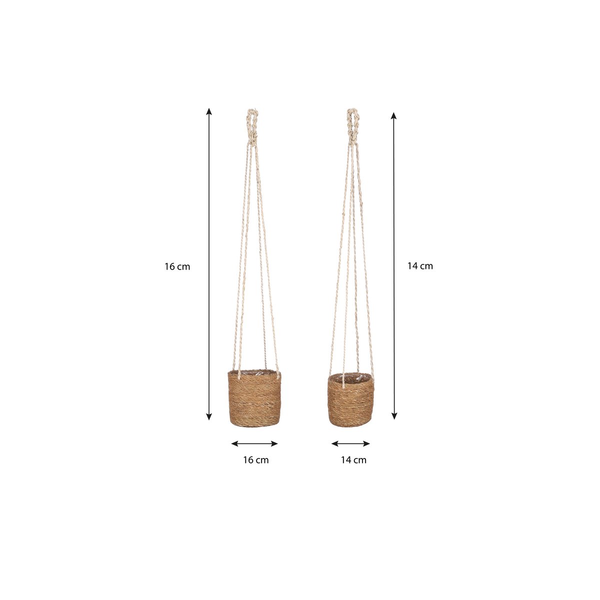 Atlantic Plant Basket - Set of 2 - H16 x Ø16 cm - Light brown