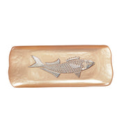 RECHTHOEKIGE KARAMELSCHAAL MET ZILVEREN VISSEN 31,7X12,7CM