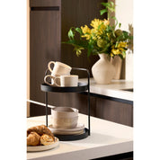 Stanli Etagère 2 -Layer - H35 x Ø25 cm - Metal - Black