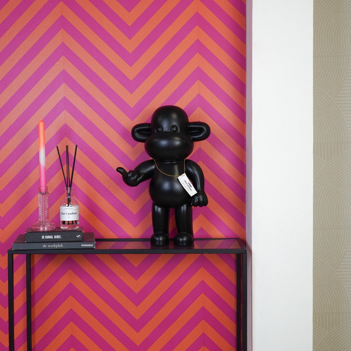 Ornament - hanging loose monkey  - black - 33x21x50cm
