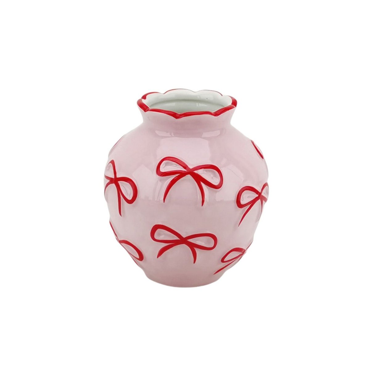 Vaas - Bloemvaaslinten - Dolomiet - Lichtroze/rood - 13x13x14cm