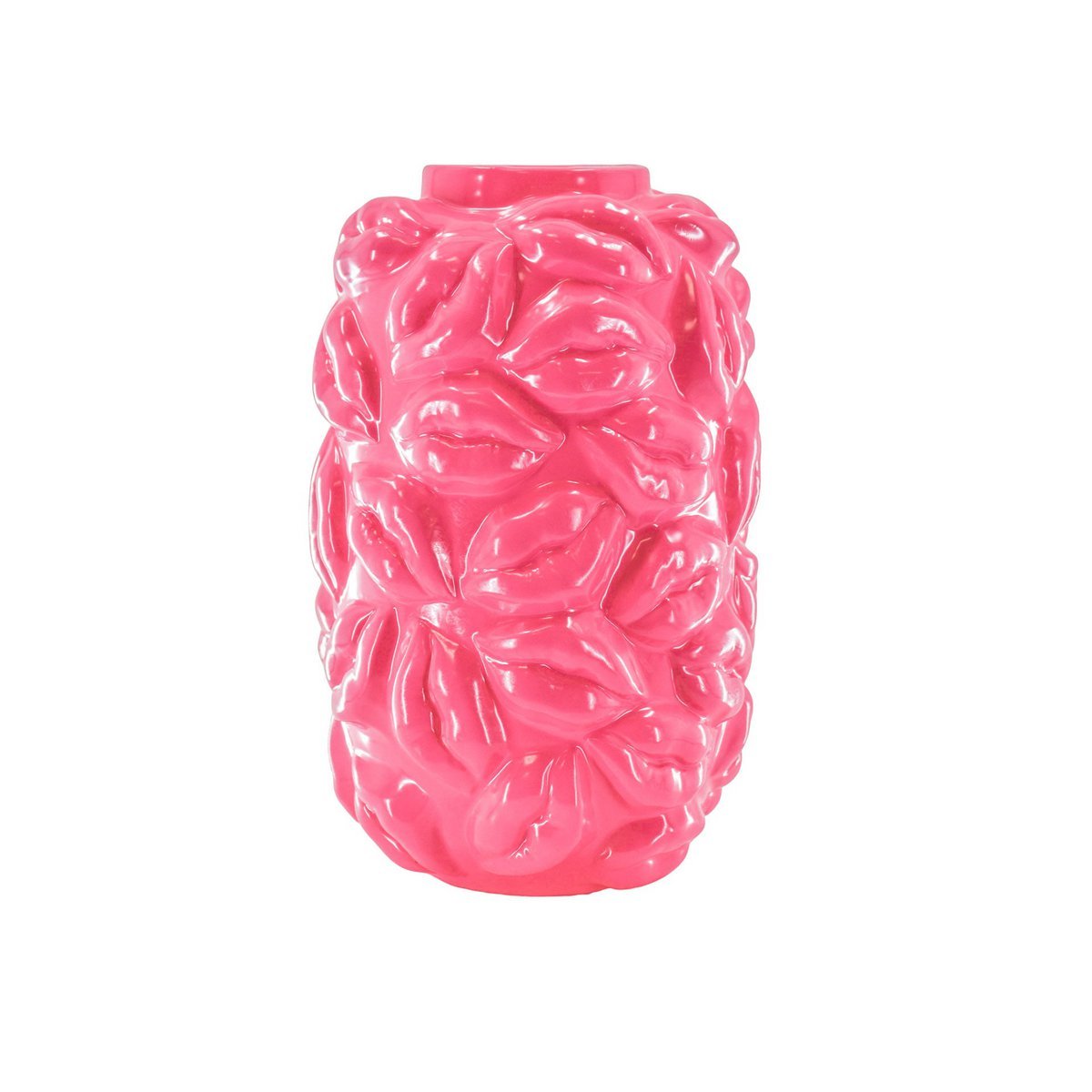 Vase - Kisses - Ceramic - Neon Pink - 17x17x27cm