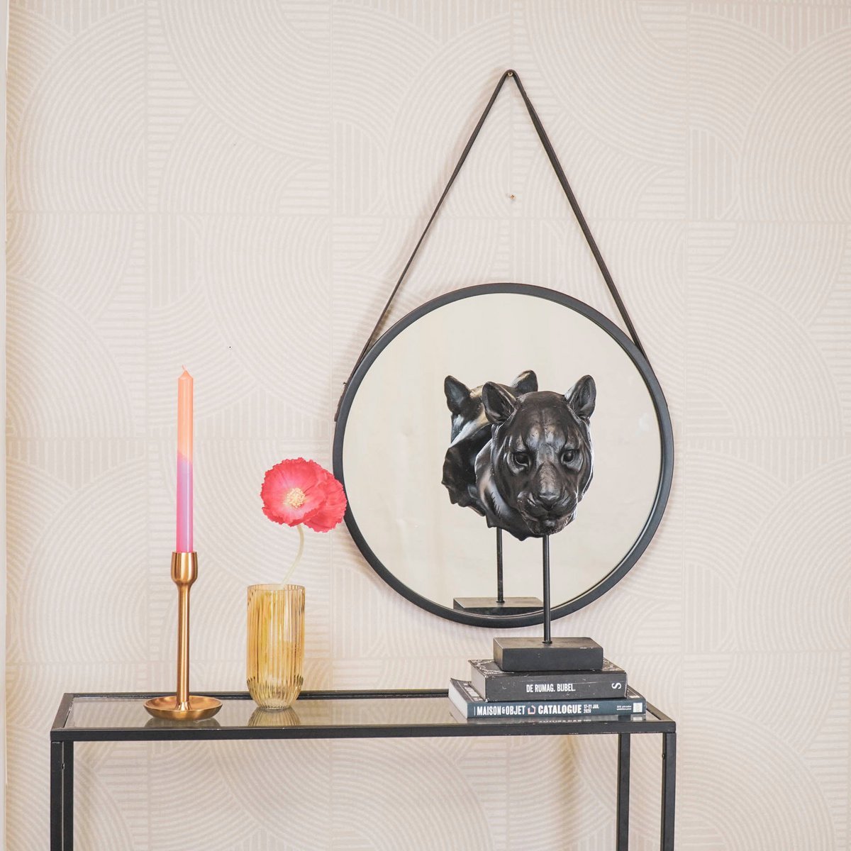 Mirror - Round - Metal - Black - 50x2.5x50cm