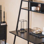 Lantern - metal/glass - black - 12.5x12.5x20cm