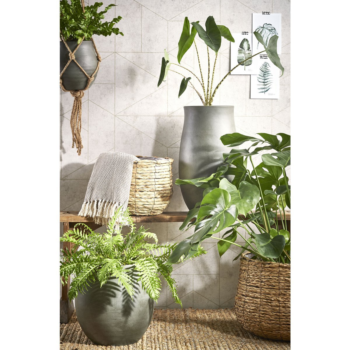 Avalon Plant Basket - Set of 3 - H32 x Ø44 cm - Seagrass - Light brown