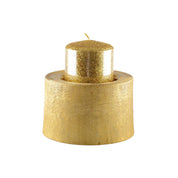 Bougeoir en métal doré 12,5x12,5x8,5 cm