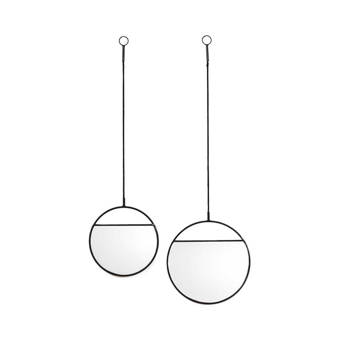 Miroir - Miroir mural rond - Métal - Noir - S2- 25x90 et 30x100