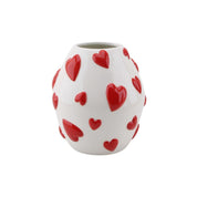 Vaas - Bloemvaasharten - Dolomiet - Wit/rood - 16x16x17,5cm