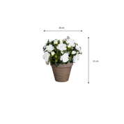 Artificial Azalea Plant in Flower Pot Stan - H31 x Ø26 cm - White