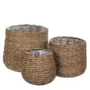 Avalon Plant Basket - Set of 3 - H31 x Ø30 cm - Seagrass - Light brown