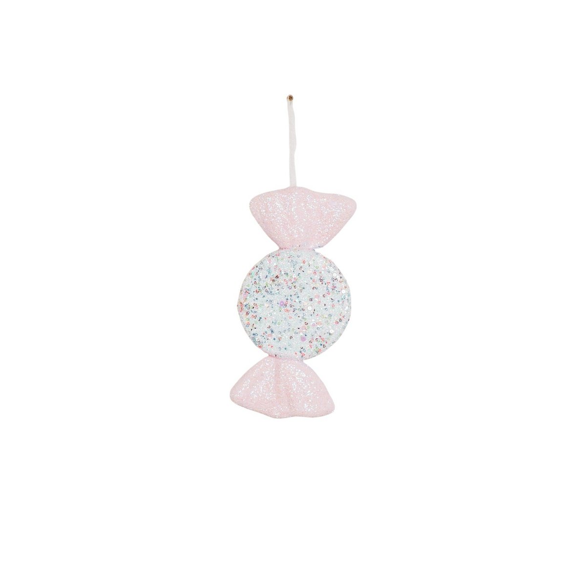 Kersthanger - Candy Round-Foam-Roze/ Glitters- 28x15cm