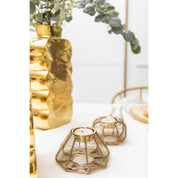 CONICAL CANDLESTICK GOLD WIRE 11x11x6cm