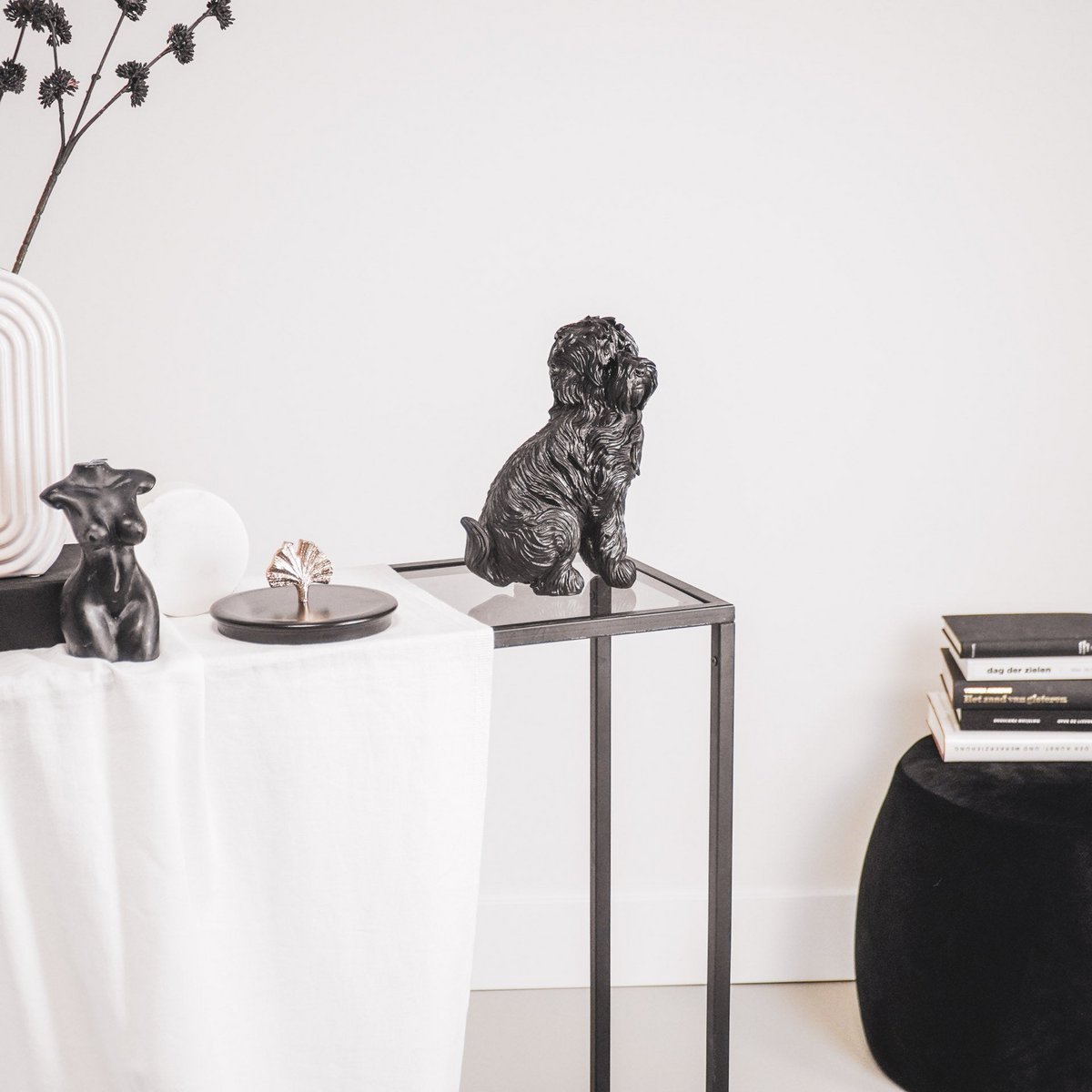 Ornament - Labradoodle Dog - Polyresin - Black - 16x23.5cm