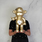 Ornament - hang losse aap beeldje 'de legende' - polyresin - goud - 33x21x50cm