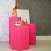 Side table/pillar - cylinder - neon pink 