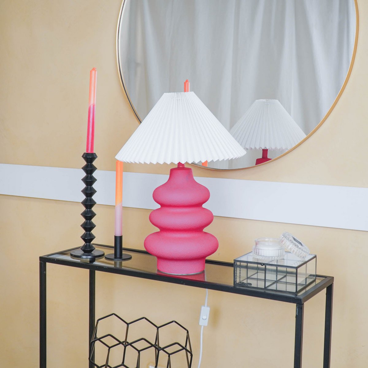 Pleated Lampshade - Polyester - White - 8x35x21cm