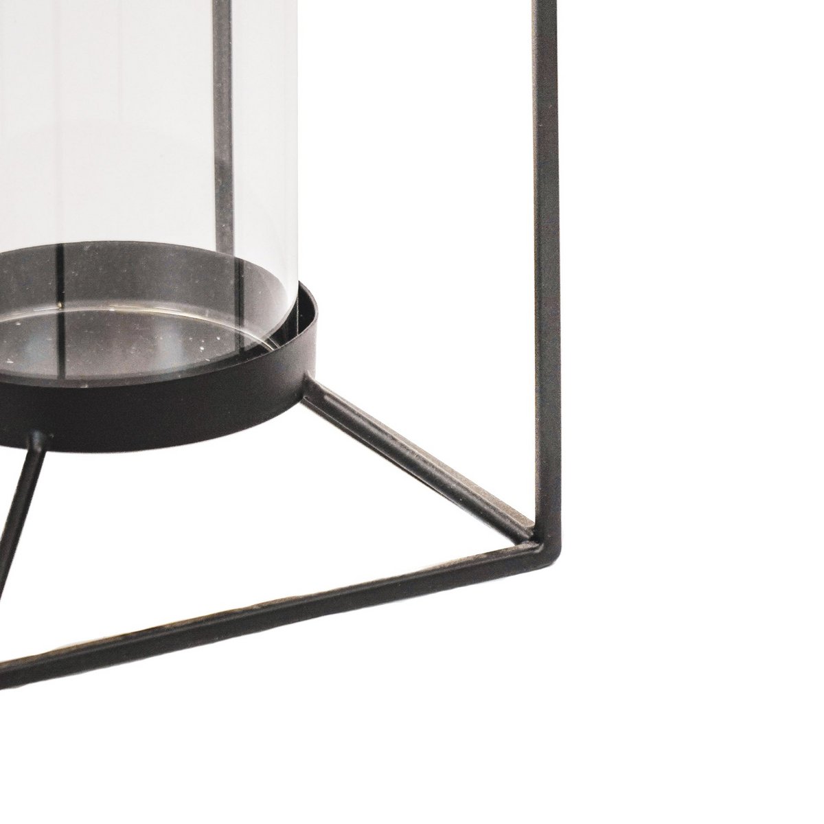 Lantern - metal/glass - black - 12.5x12.5x20cm