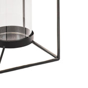 Lantern - metal/glass - black - 12.5x12.5x20cm