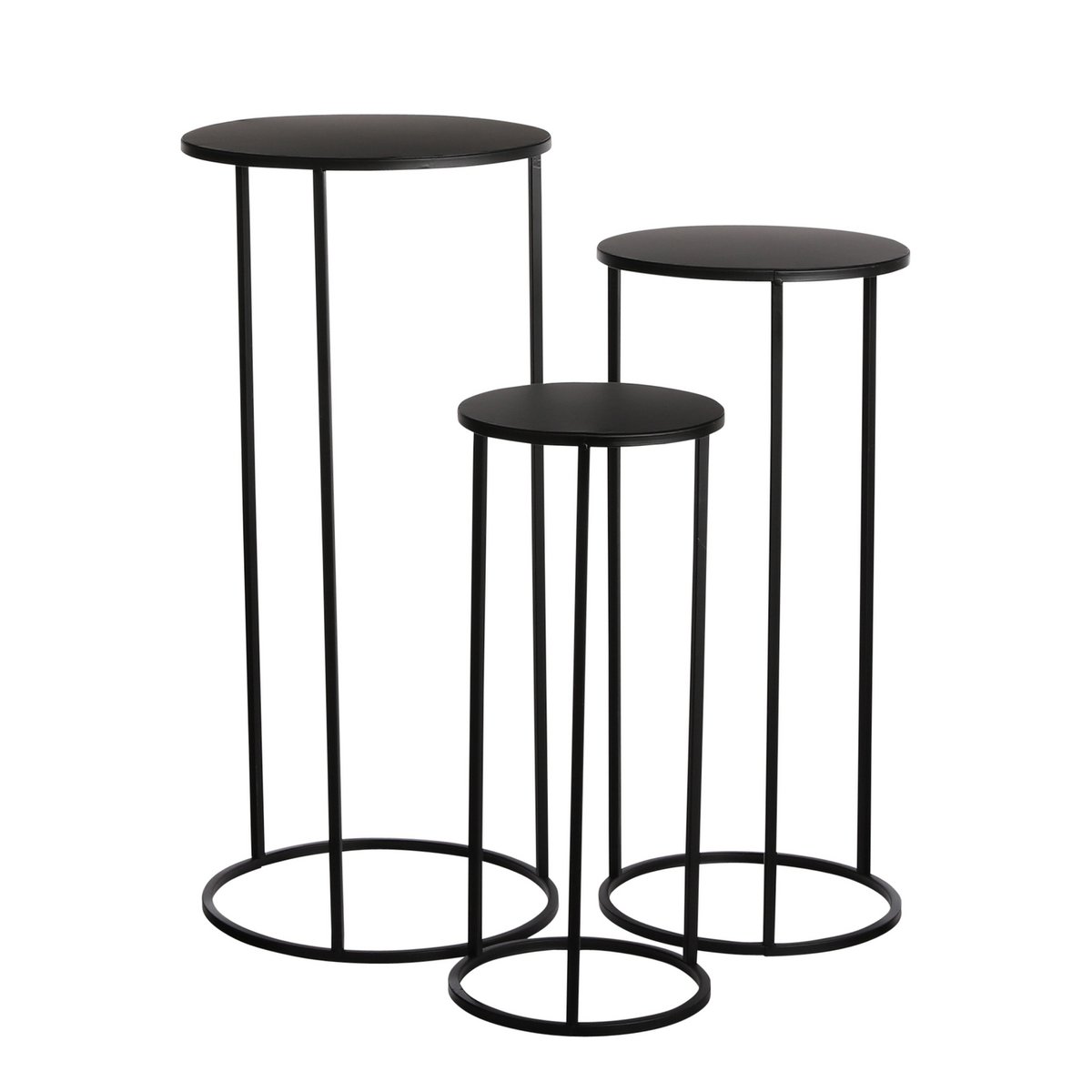 Quinty Side table - Set of 3 - H70 x Ø32 cm - Metal - Black