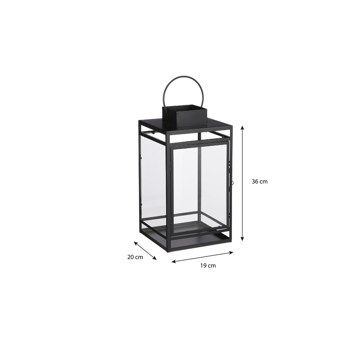 Storm Lantern - L20 x W19 x H36 cm - Black