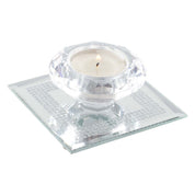 9x9cm Crystal Candle on Silver Mirror Square Support