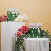 VASE-TULIPS- Dolomiet-lichtroze/ groen-15x15x14cm