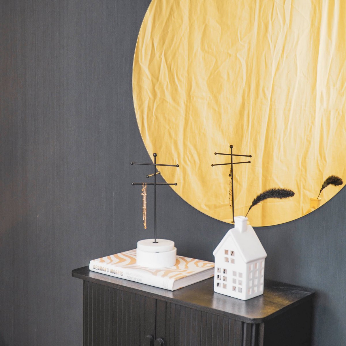 Mirror - Round - Gold-colored Glass - 80x1x80cm