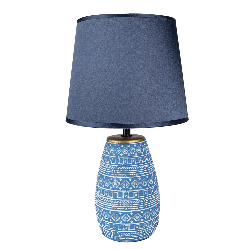 Tafellamp Blauw Wit, Keramiek en Textiel Ø 20x35 cm E27/max 1x60W