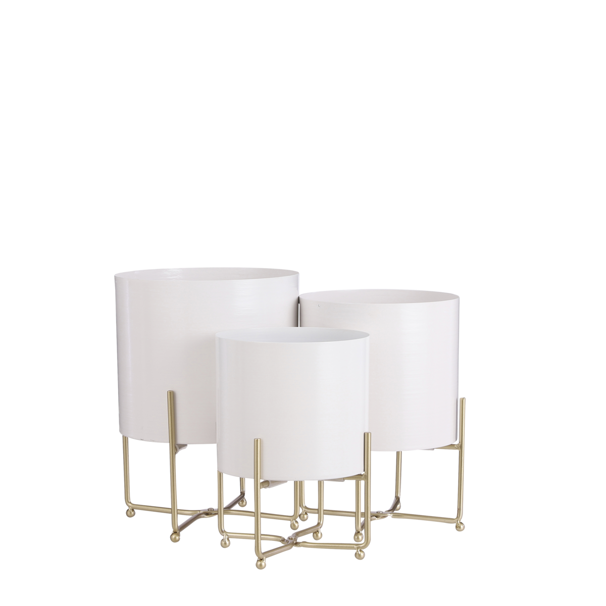 Aries Flower Pot on Stand - Set of 3 - H32 x Ø24 cm - White