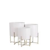 Aries Flower Pot on Stand - Set of 3 - H32 x Ø24 cm - White