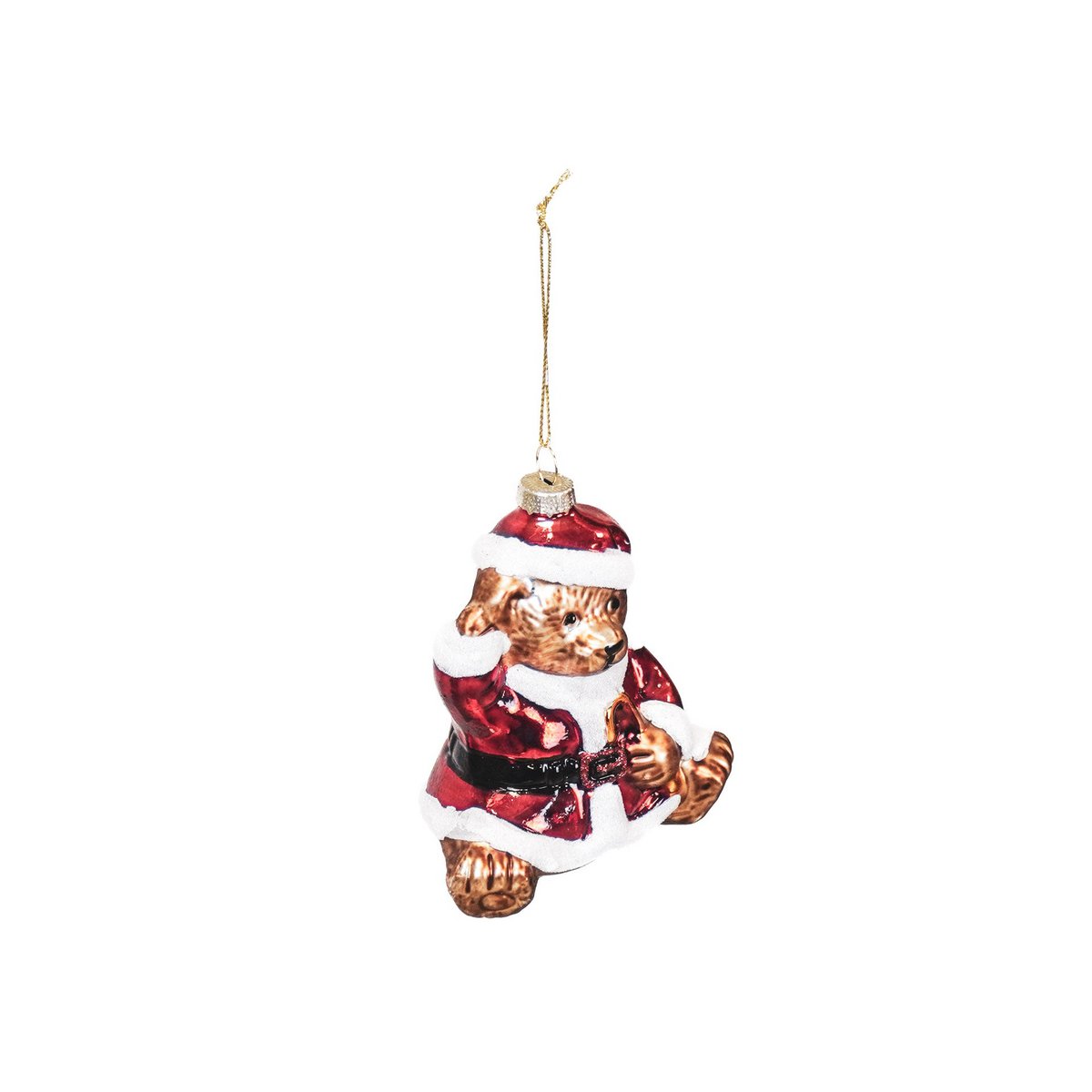 Christmas pendant - Santa Claus Bear - Glass - 9.5x6x10.5cm