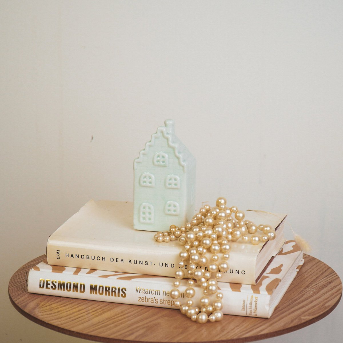 Ornament - Spaarpot - Huis - Keramiek - Mintgroen -7x7x13cm
