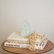 Ornament - Spaarpot - Huis - Keramiek - Mintgroen -7x7x13cm