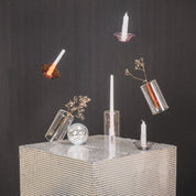Candle holder - Glass - Pink - 9.5x9.5x7cm