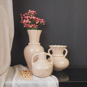 Vase - pearl neck - stoneware sand - 14x14x15cm