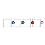 Set of 4 glass mugs with colored ball handles