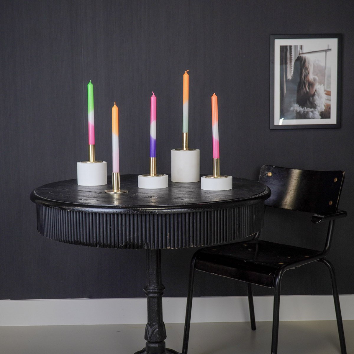 Candles - dip dye - wash - pink/white/pink - Set of 4