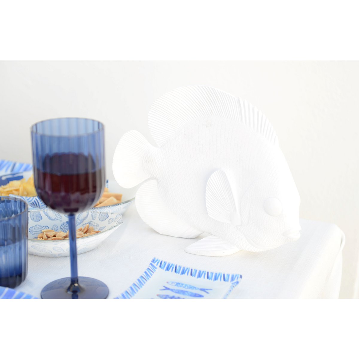 Decorative white fish plate